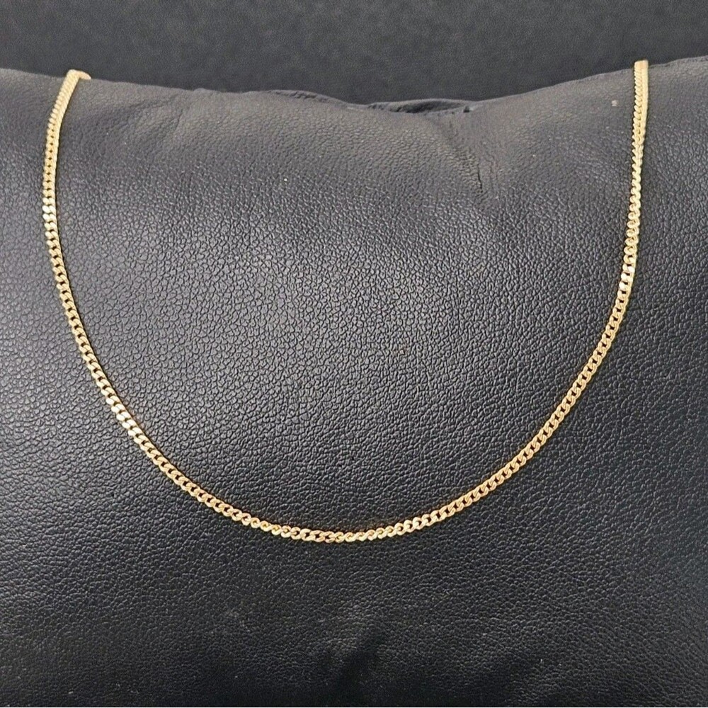 18K Yellow Gold Cuban Link Chain 1mm Necklace 16" Curb Chain 2.89 Grams, 750